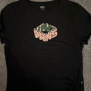 Vans Black Tee with Pink & Green 3D Logo